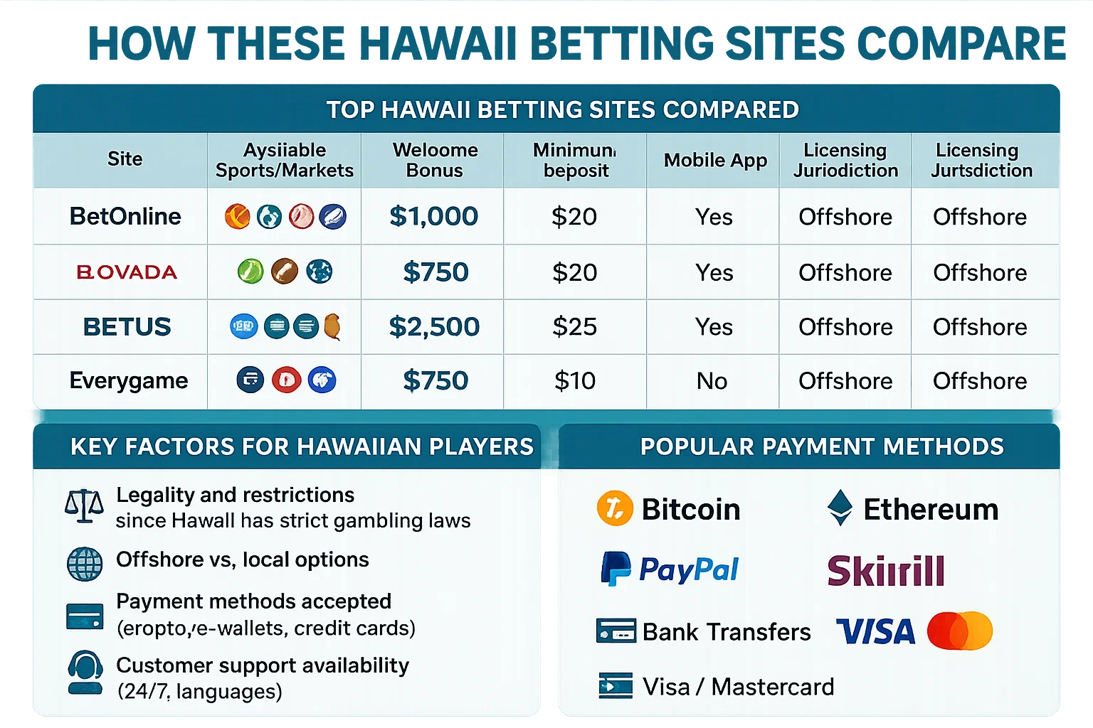 How These Hawaii Betting Sites Compare